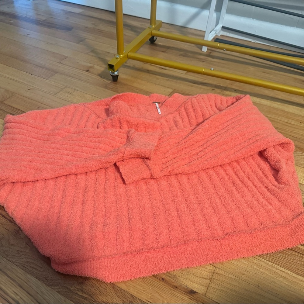 Soft coral free people sweater off the shoulder